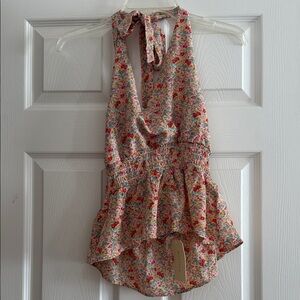 Floral Halter Tie-Back Top in Multi Colors